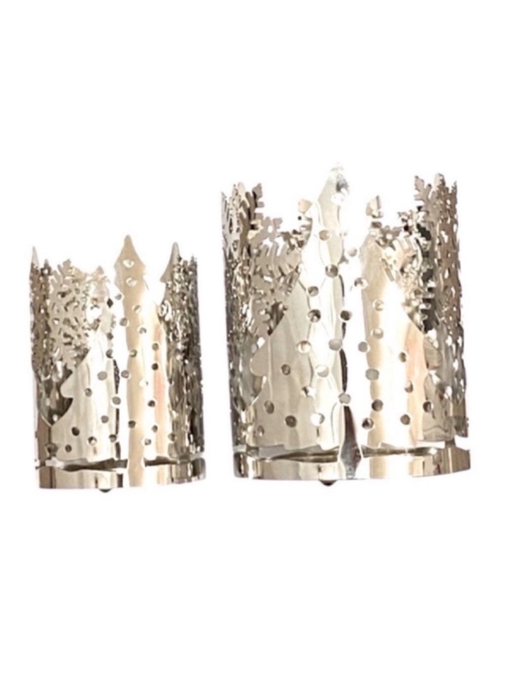 Tree and Snowflake Candle Holder Set